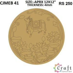ParaShi Crafts Pre Marked MDF Base Cow and Flowers Art Cutout for Crafts Work Home 4 MM Thickness, Room Decor Laser Cut Artistic DIY Work Art and Craft
