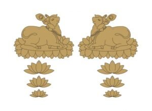 ParaShi Crafts Pre Marked MDF Base Cow Sitting and Lotus Art Cutout for Crafts Work Home 4 MM Thickness, Room Decor Laser Cut Artistic DIY Work Art and Craft
